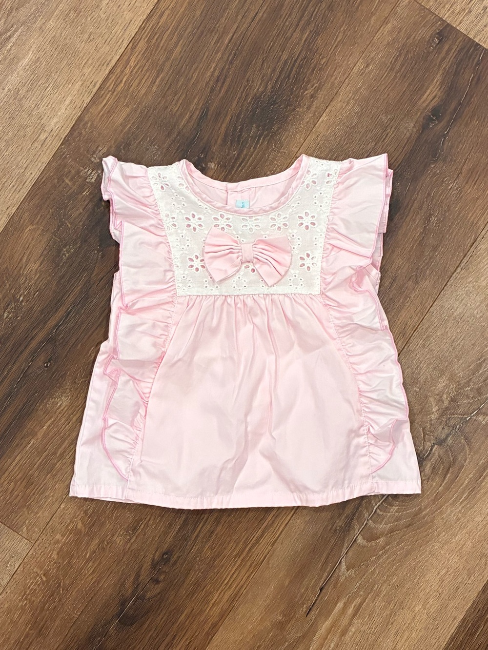 La Fleur & Le Papillon Pink Ruffle Bow Formal Blouse Top Lace Summer 9m